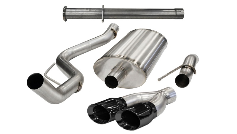 Ford F-150 Raptor Performance Exhaust - CORSA Performance - Cat-Back Xtreme + Res Delete Single Side Exit with Twin 4.0in Black PVD Pro-Series Tips - Black - `11-`14